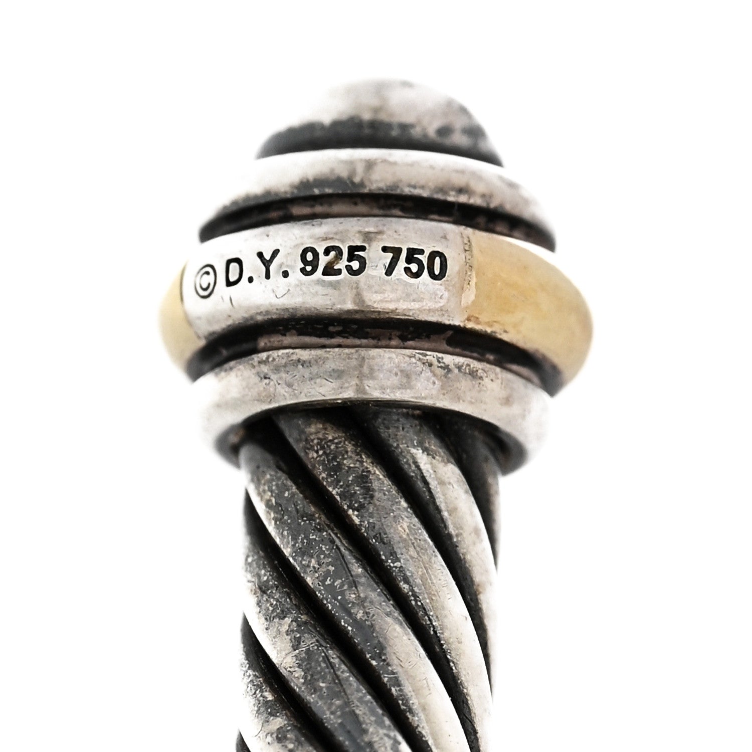 David Yurman Sterling Silver 18K Yellow Gold 4mm Cable Classics Bracelet 4 of 4