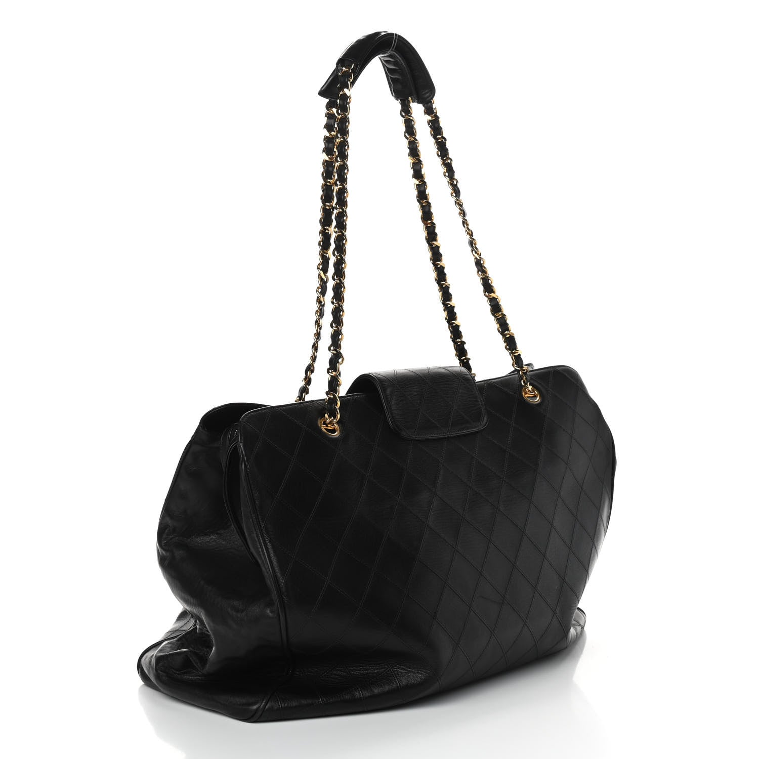 Chanel Calfskin Stitched XL Weekender Black 3 of 9