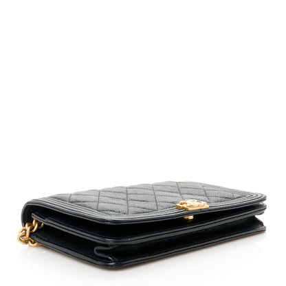 Chanel Caviar Quilted Boy Wallet On Chain WOC Black 3 of 10