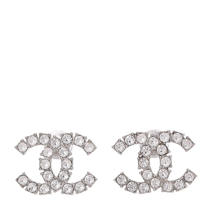 Chanel Crystal CC Earrings Silver 1 of 5