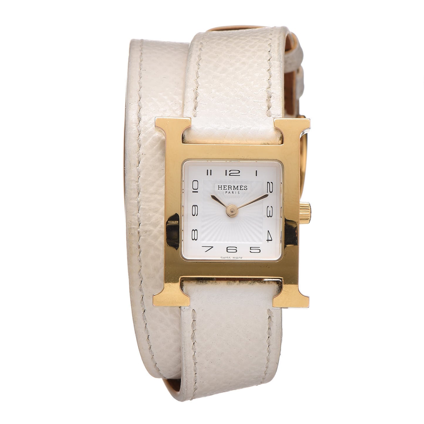 Stainless Steel Epsom 21mm Heure H Hour Double Tour Quartz Watch Blanc