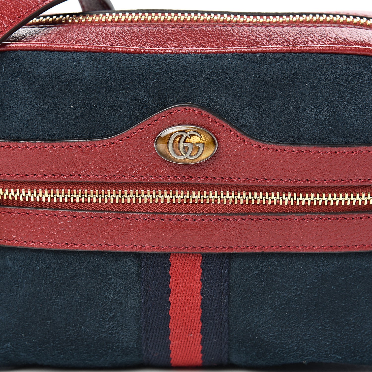 Gucci Suede Calfskin Web Mini Ophidia Shoulder Bag New Blue Romantic Cherry 8 of 11