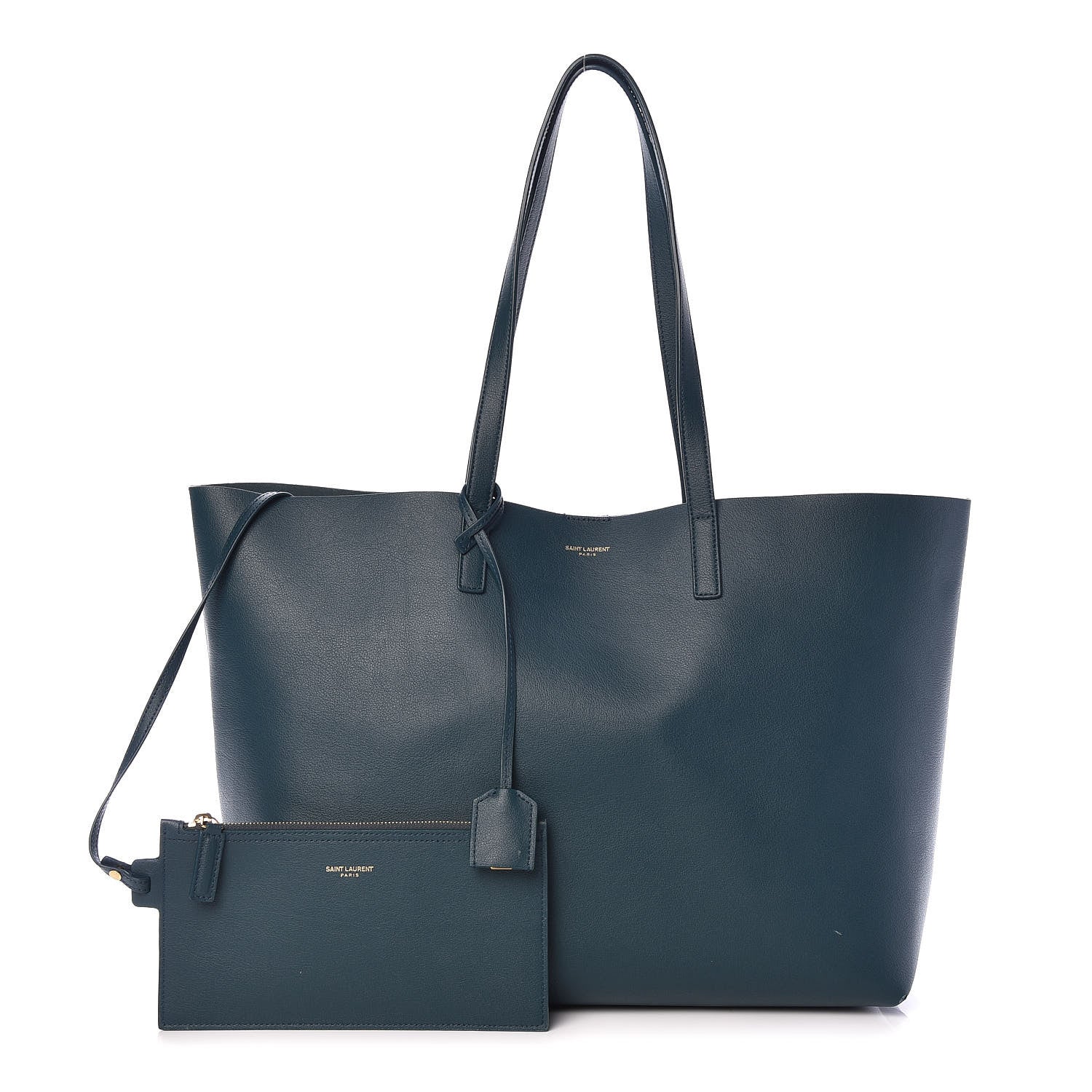 Saint Laurent Calfskin Large Shopping Tote Dark Turquoise 1 of 12