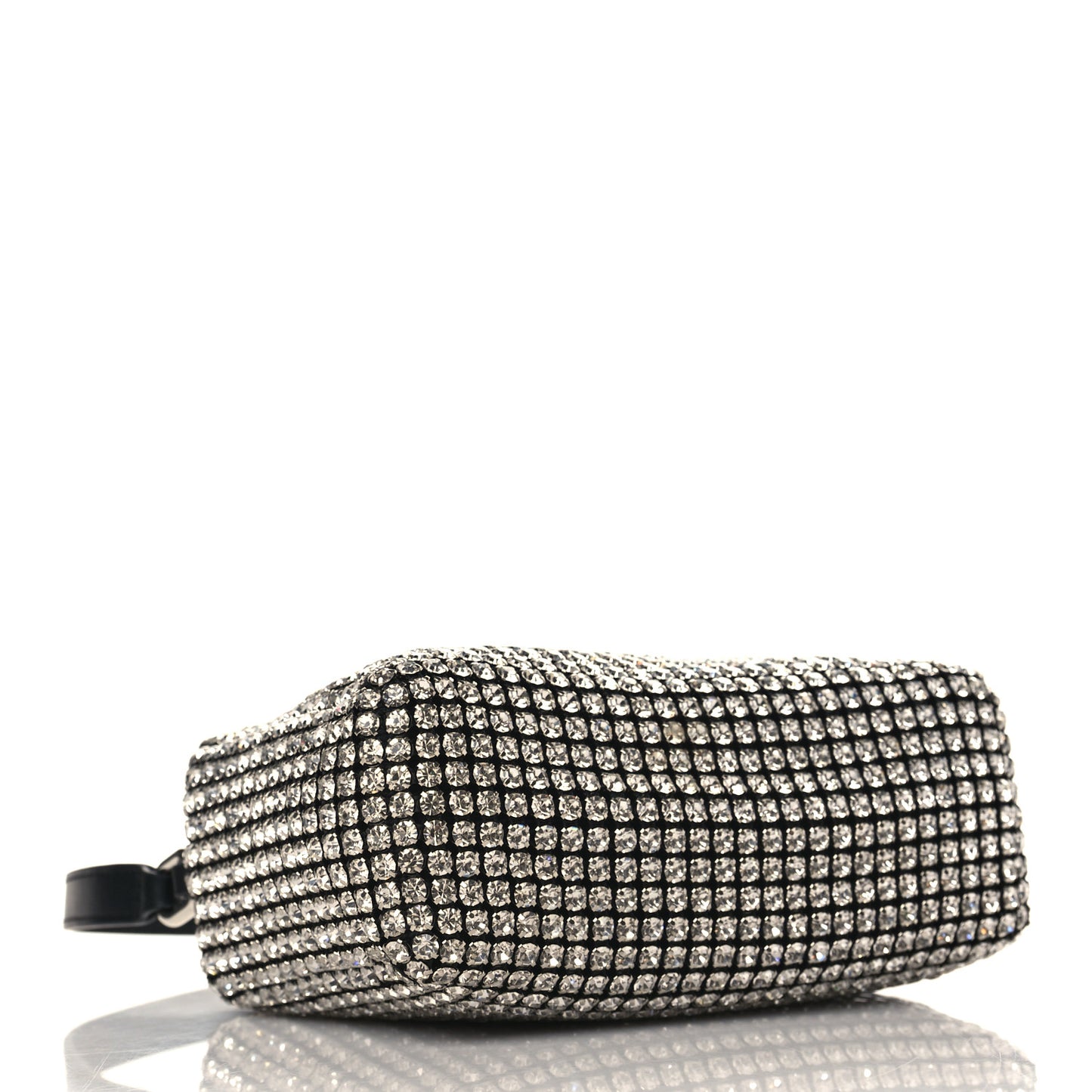 Mesh Crystal Rhinestone Mini Heiress Pouch Black Silver
