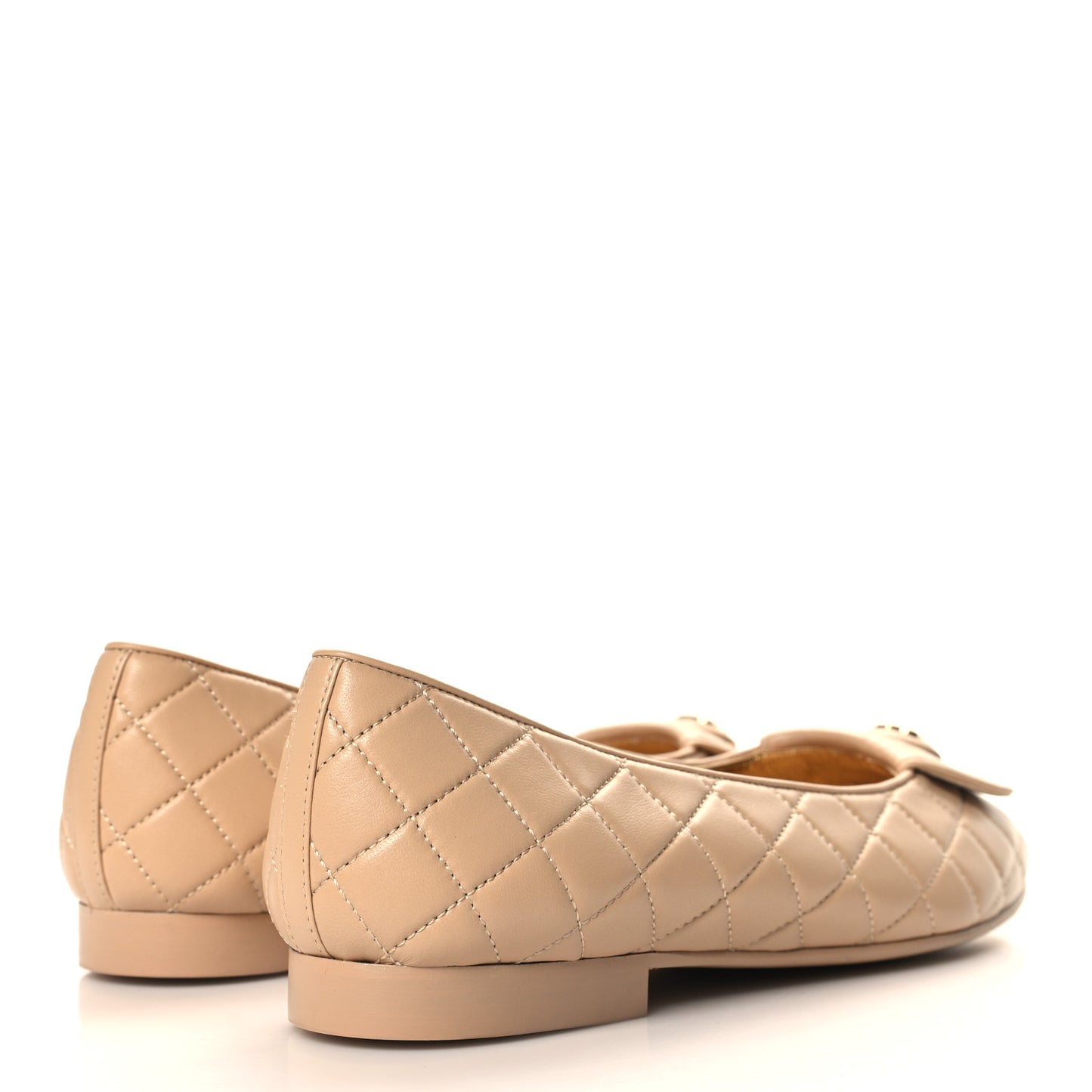 Lambskin Quilted CC Ballerina Flats 40 Light Beige