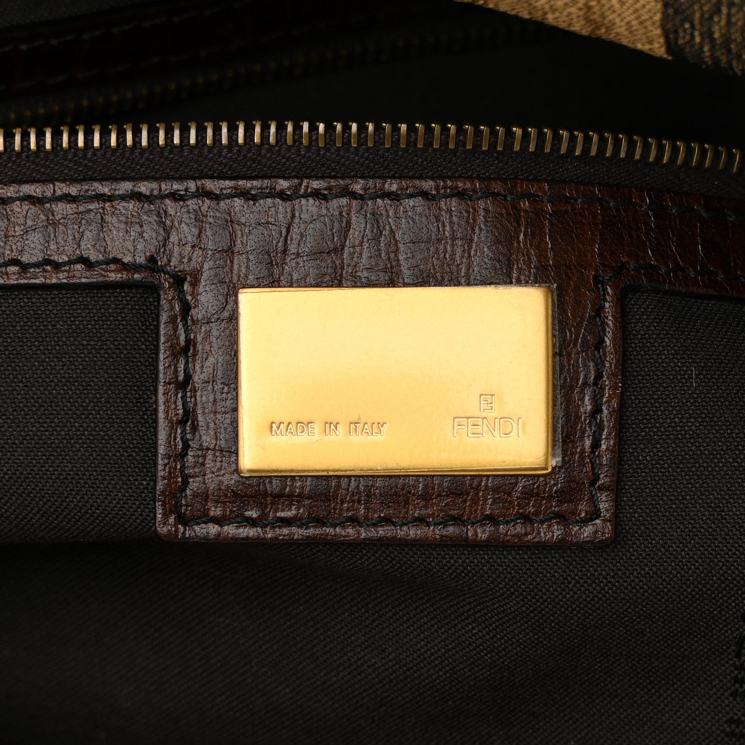 Fendi Quilted Fabric Pequin Forever Mama Baguette Tobacco 6 of 10