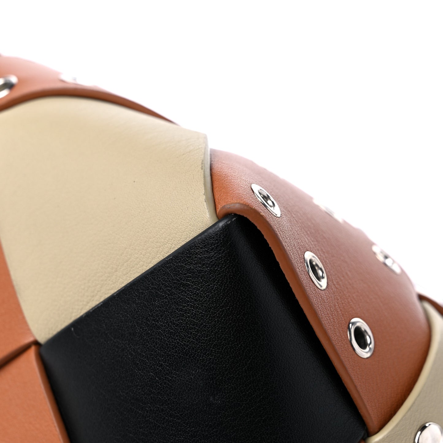 Calfskin Woven Studded Basket Surplus Bag Multicolor