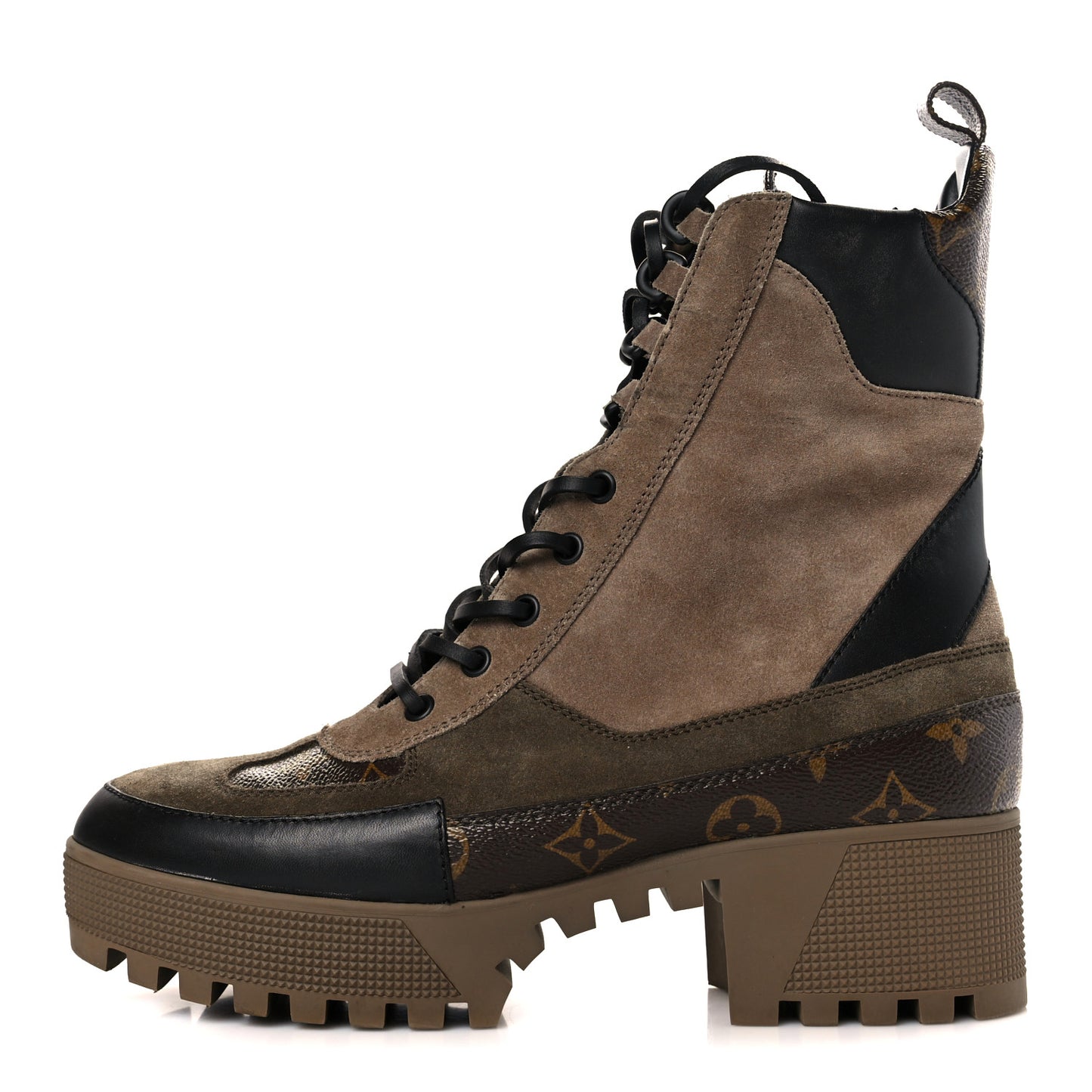 Suede Calfskin Monogram Laureate Platform Desert Boots 41 Taupe
