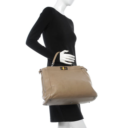 Fendi Vitello Saddle Ayers Large Peekaboo Iconic Satchel Argilla Saddle 2 of 23