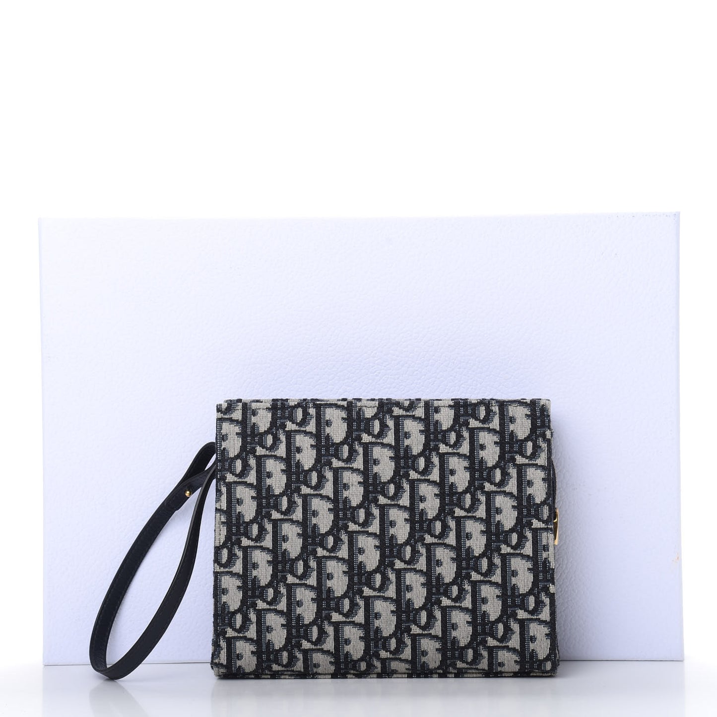 Oblique Zipped Pouch Clutch Blue