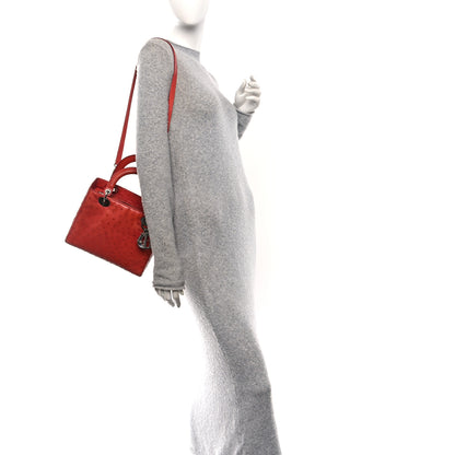 Christian Dior Ostrich Medium Lady Dior Red 2 of 10