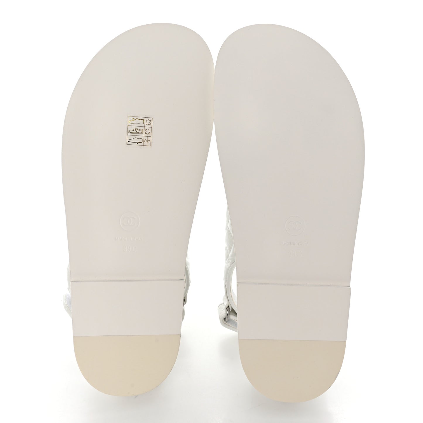 Laminated Lambskin Quilted Velcro Dad Sandals 39 White