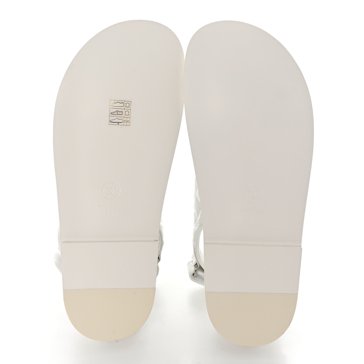 Chanel Laminated Lambskin Quilted Velcro Dad Sandals 39 White 5 of 9