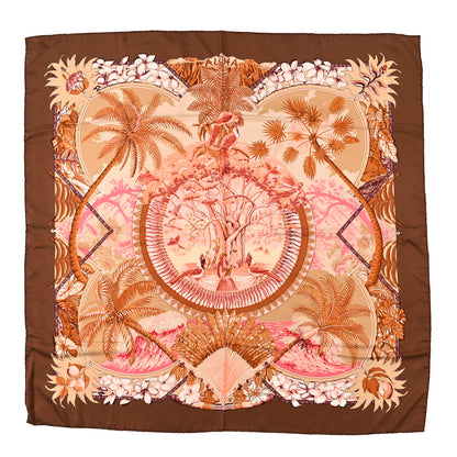 Hermes Silk Aloha Scarf 90 Brown Pink 1 of 4