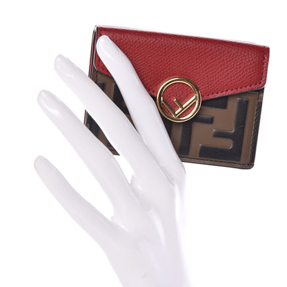 Fendi Vitello Cruise F is Fendi Bi-Color FF 1974 Embossed Micro Tri-Fold Envelope Wallet Maya Black Fragola 2 of 9