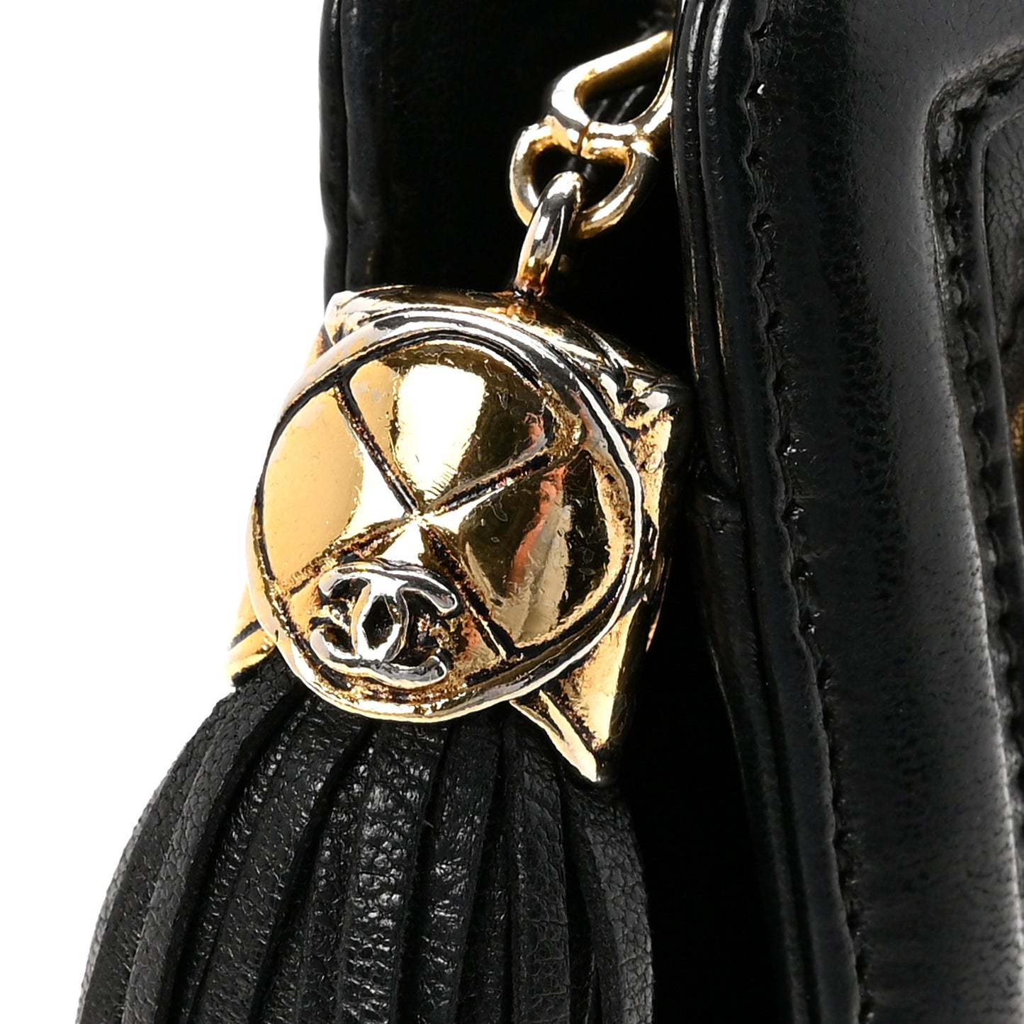 Lambskin Quilted Tassel Bag Black