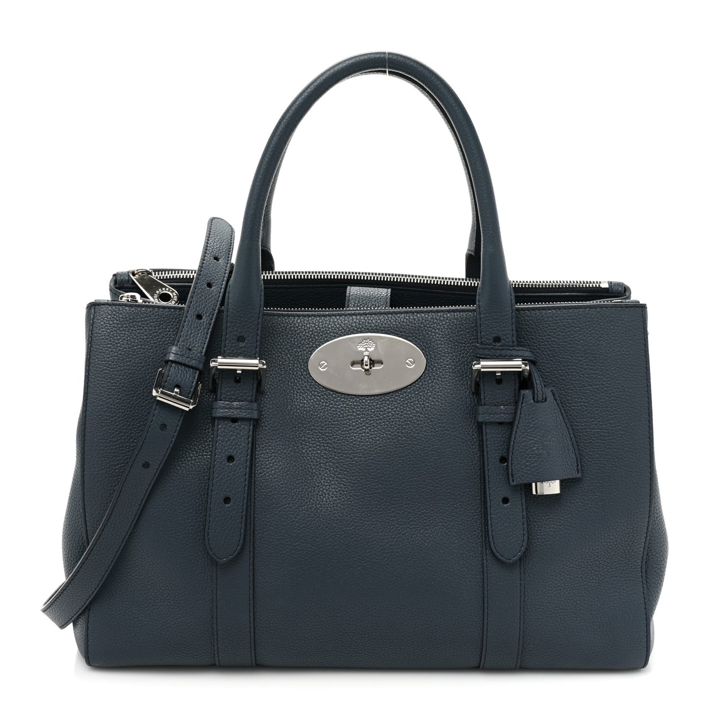 Small Classic Grain Calfskin Bayswater Double Zip Tote Regal Blue