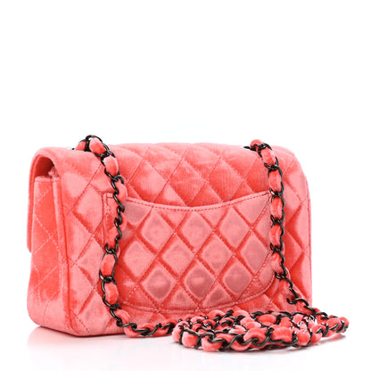 Chanel Velvet Quilted Mini Rectangular Flap Coral 2 of 4