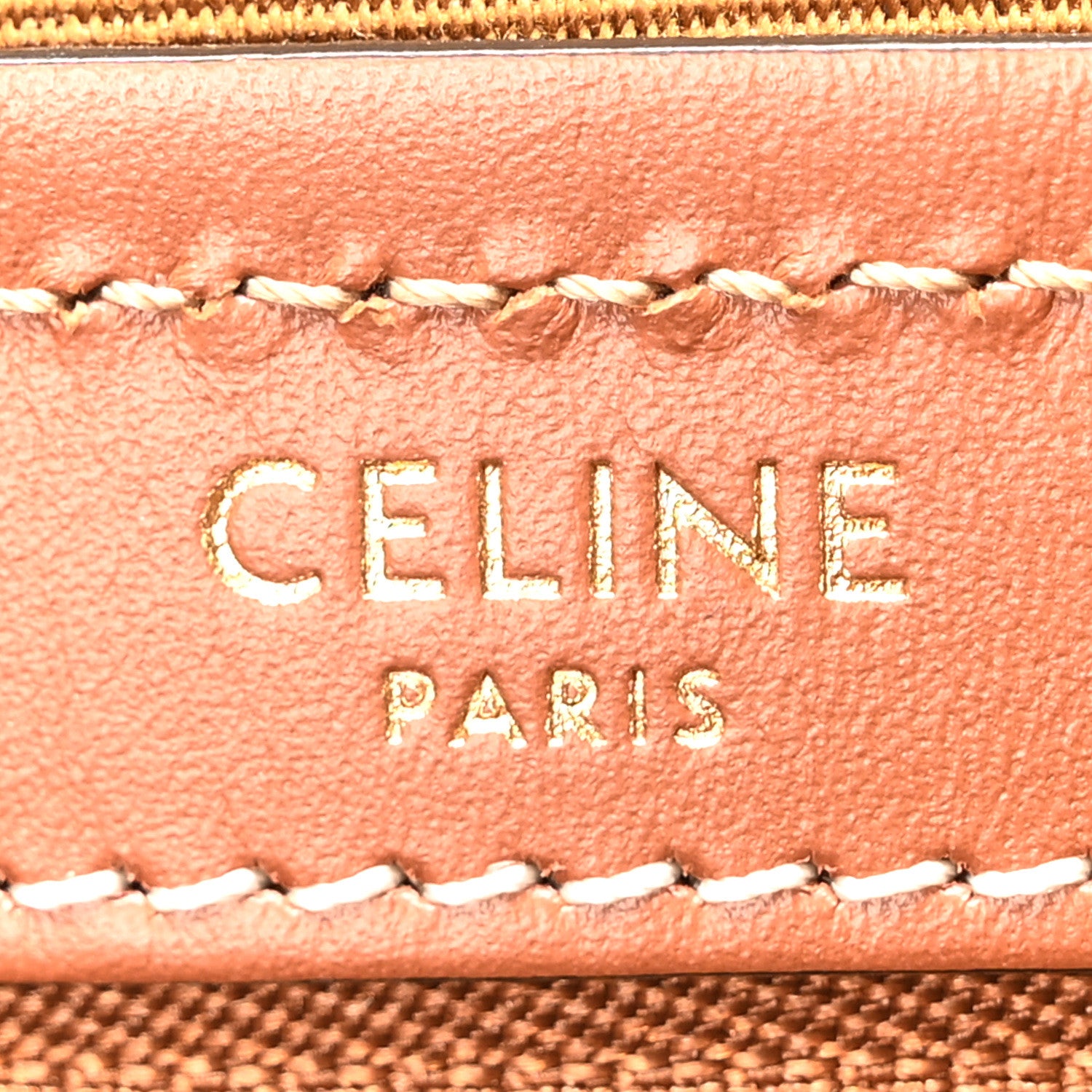 Celine Triomphe Canvas Calfskin Boston Bag Tan 6 of 9