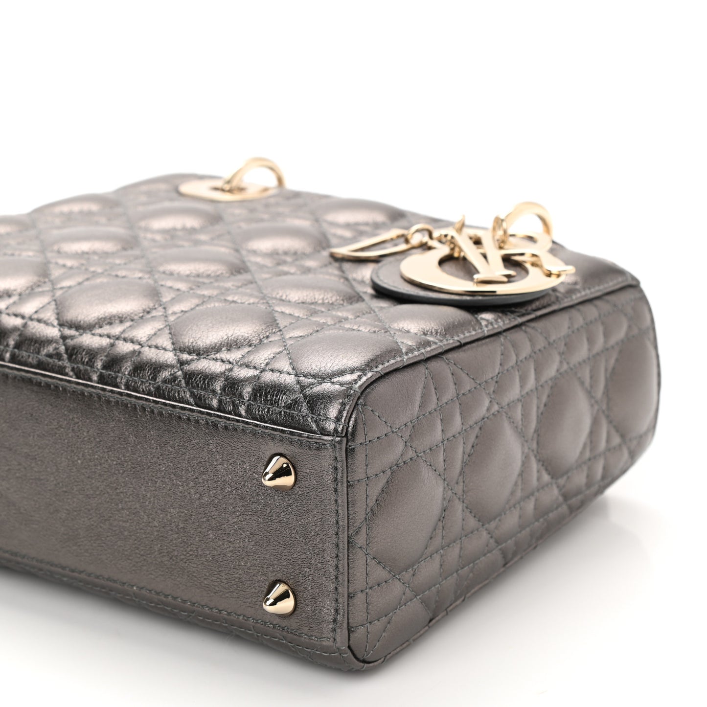 Metallic Grained Calfskin Cannage My ABCDior Lady Dior Gunmetal