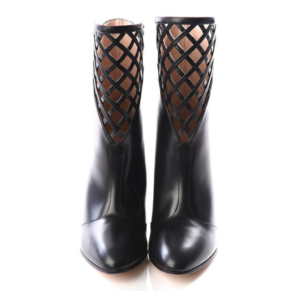 Gucci Plume Calfskin Damir Lattice Cutout Boots 37.5 Black 3 of 9