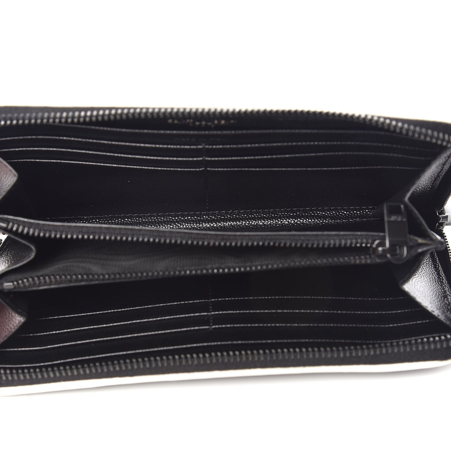 Grain De Poudre Matelasse Chevron Monogram Zip Around Wallet Black Dove White