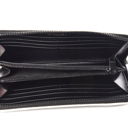 Saint Laurent Grain De Poudre Matelasse Chevron Monogram Zip Around Wallet Black Dove White 5 of 10
