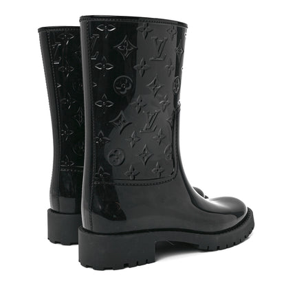 Louis Vuitton Rubber Embossed Monogram Drops Flat Half Boots 37 Black 4 of 7