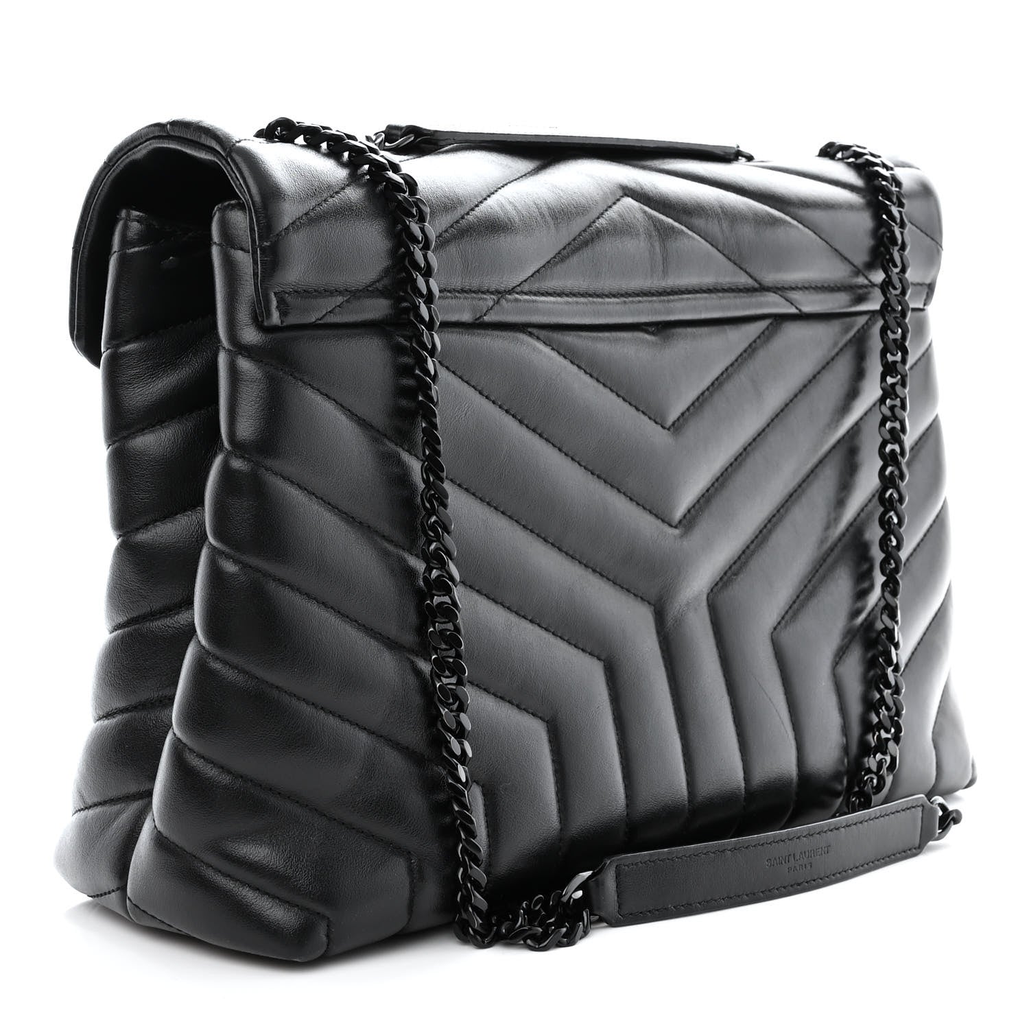 Saint Laurent Calfskin Y Quilted Monogram Monochrome Medium Loulou Chain Satchel Black 3 of 15