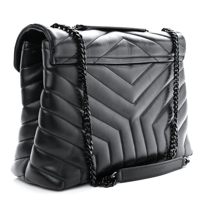 Saint Laurent Calfskin Y Quilted Monogram Monochrome Medium Loulou Chain Satchel Black 3 of 15