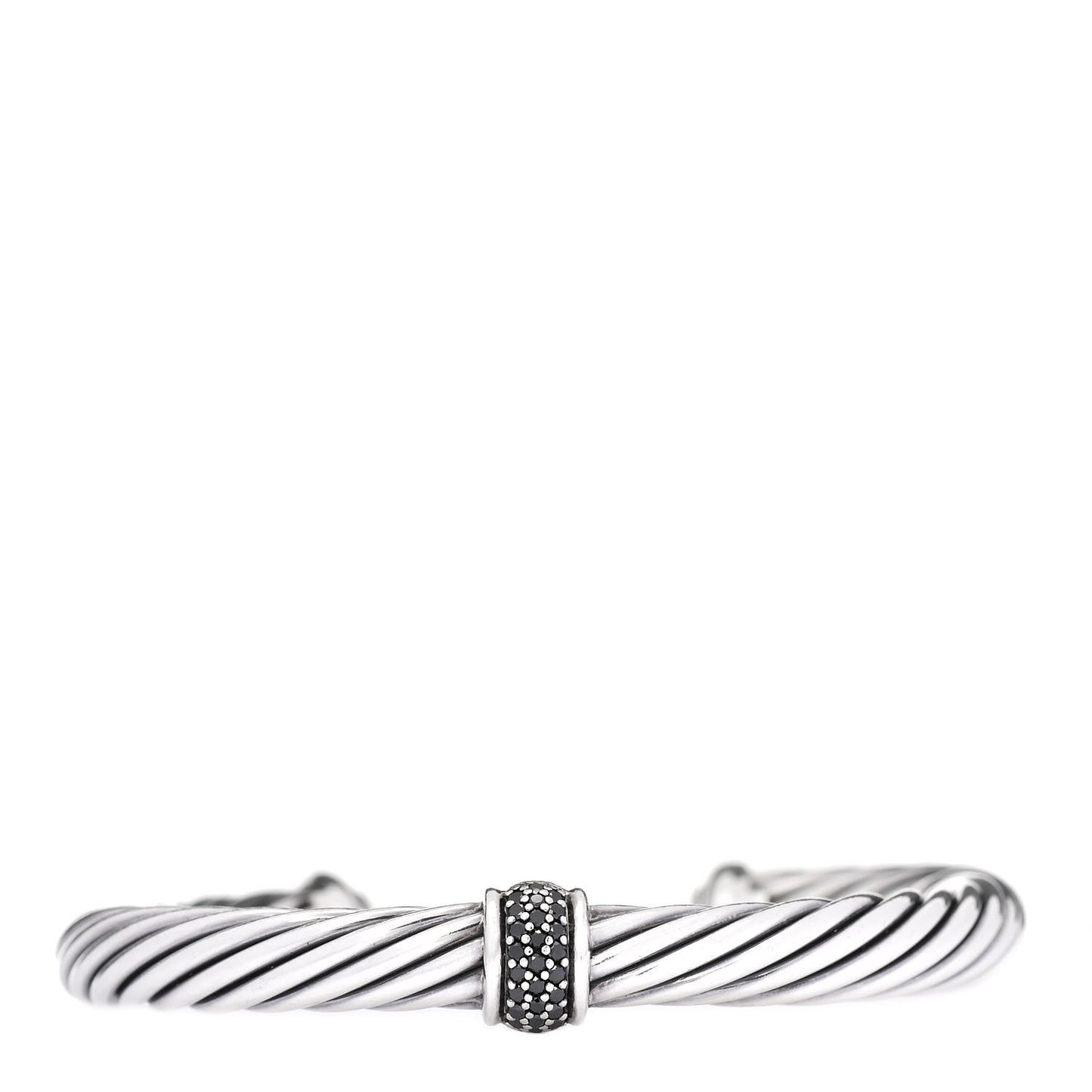 Sterling Silver Black Diamond 7mm Cable Classics Station Bracelet