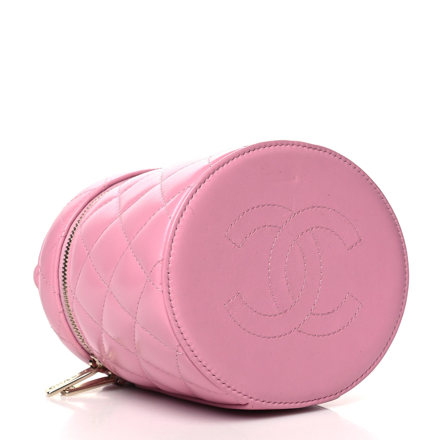 Chanel Lambskin Quilted Ruched Handle Vanity Case Pink 4 of 14