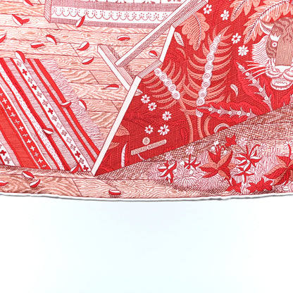 Hermes Silk Acte III Scene I La Clairiere Scarf 90 Rouge Rose Blanc 5 of 8