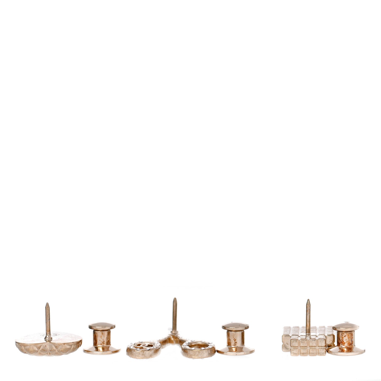 Chanel Metal Strass Crystal Quilted CC Heart Scissors Perfume Brooch Set Gold 4 of 5