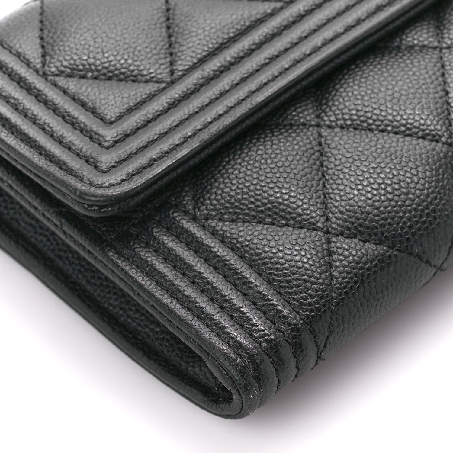Chanel Caviar Quilted Large Boy Gusset Flap Wallet Black 10 of 12