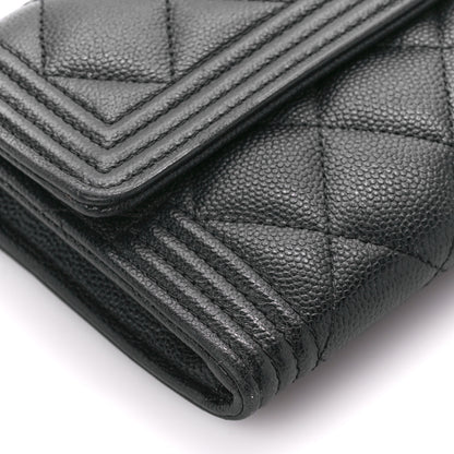 Chanel Caviar Quilted Large Boy Gusset Flap Wallet Black 10 of 12
