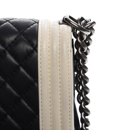Chanel Lambskin Quilted Large Boy Flap Black White 13 of 18