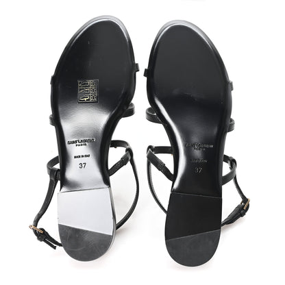 Saint Laurent Calfskin Cassandra Monogram Sandals 37 Black 6 of 10