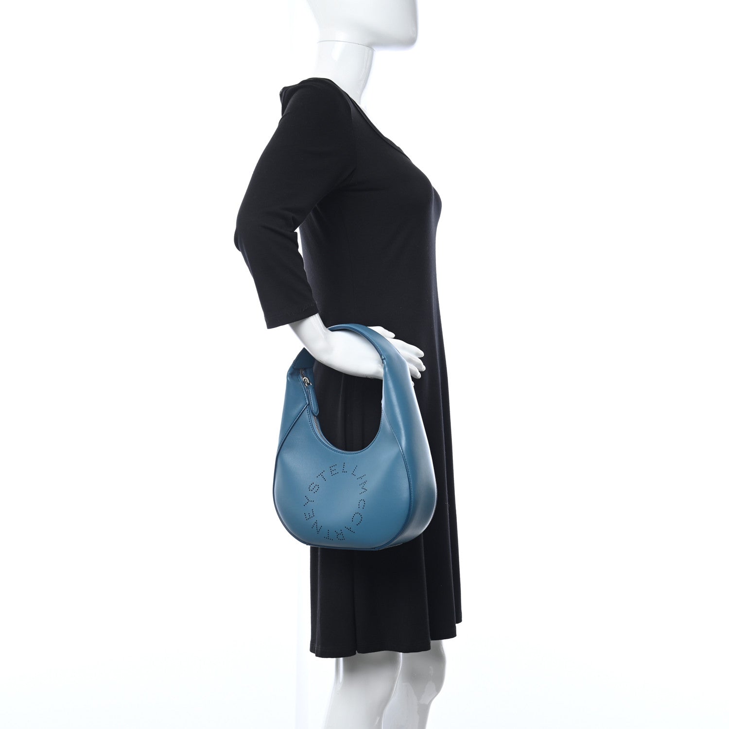 Stella McCartney Eco Alter Nappa Perforated Logo Small Hobo Teal 2 of 9
