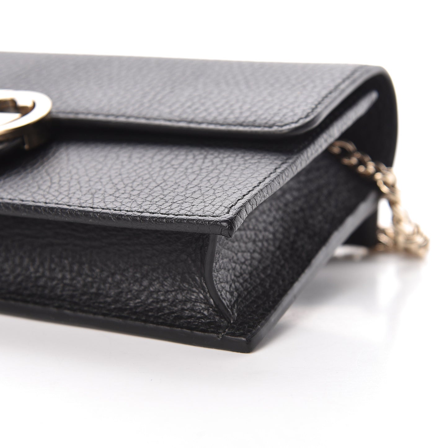 Dollar Calfskin Interlocking G Chain Wallet Black