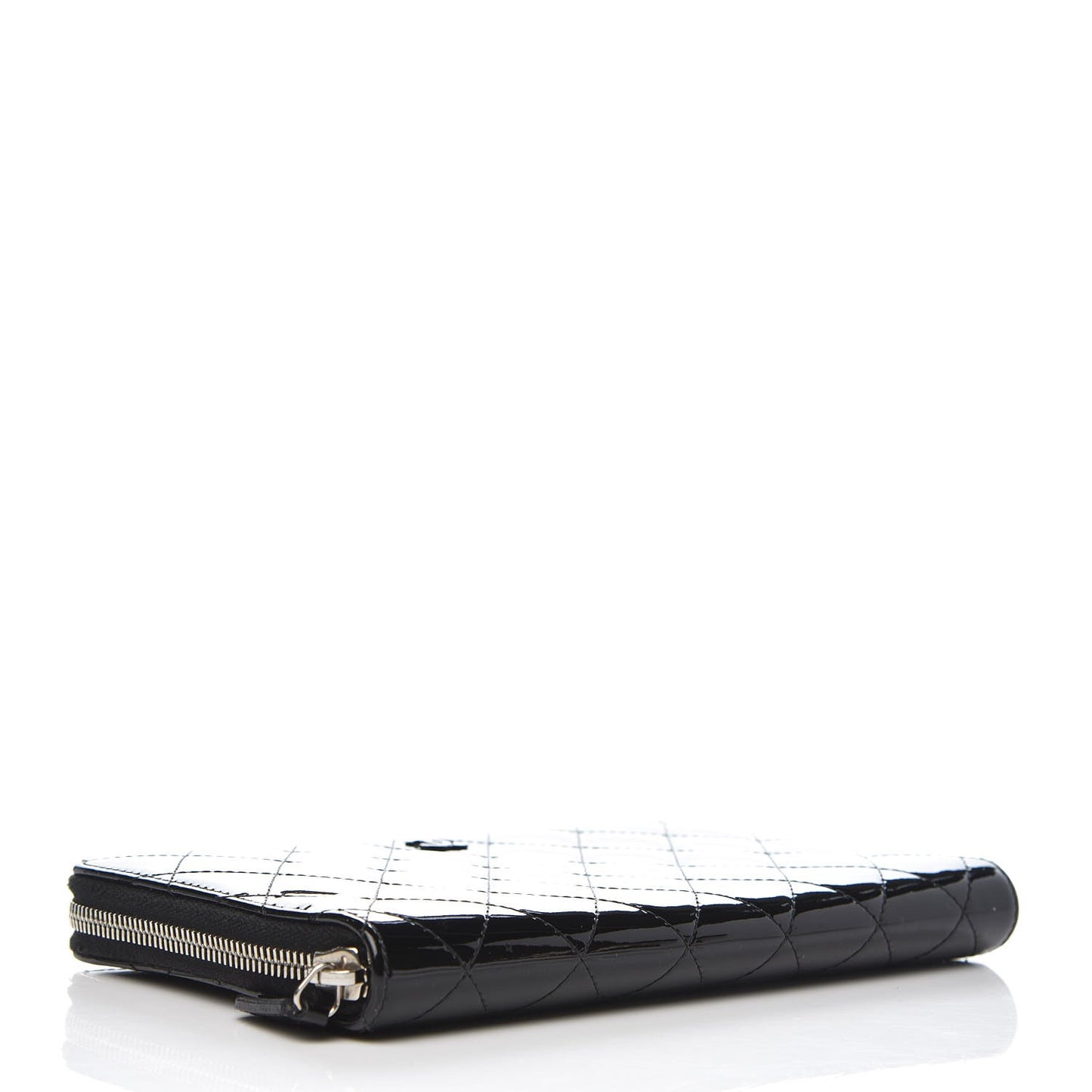 Patent Quilted Large Zip Around Organizer Wallet So Black