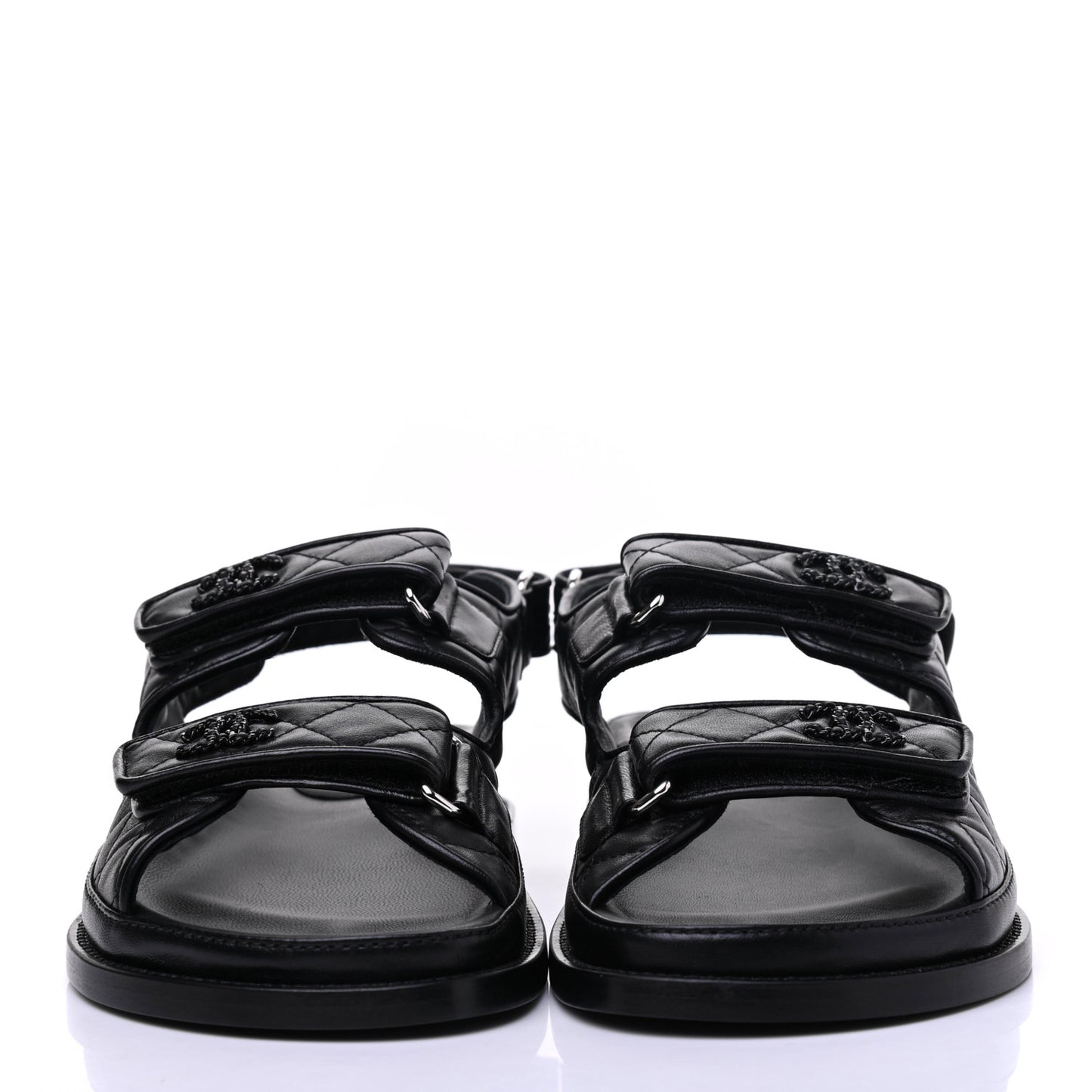 Lambskin Velcro Dad Sandals 37.5 Black