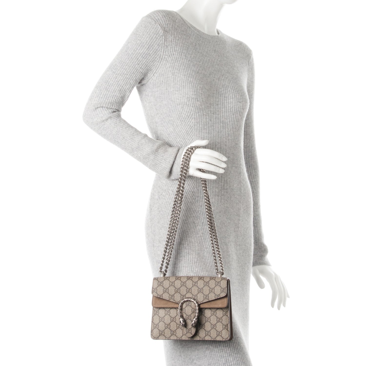 Gucci GG Supreme Monogram Mini Dionysus Shoulder Bag Taupe 3 of 8