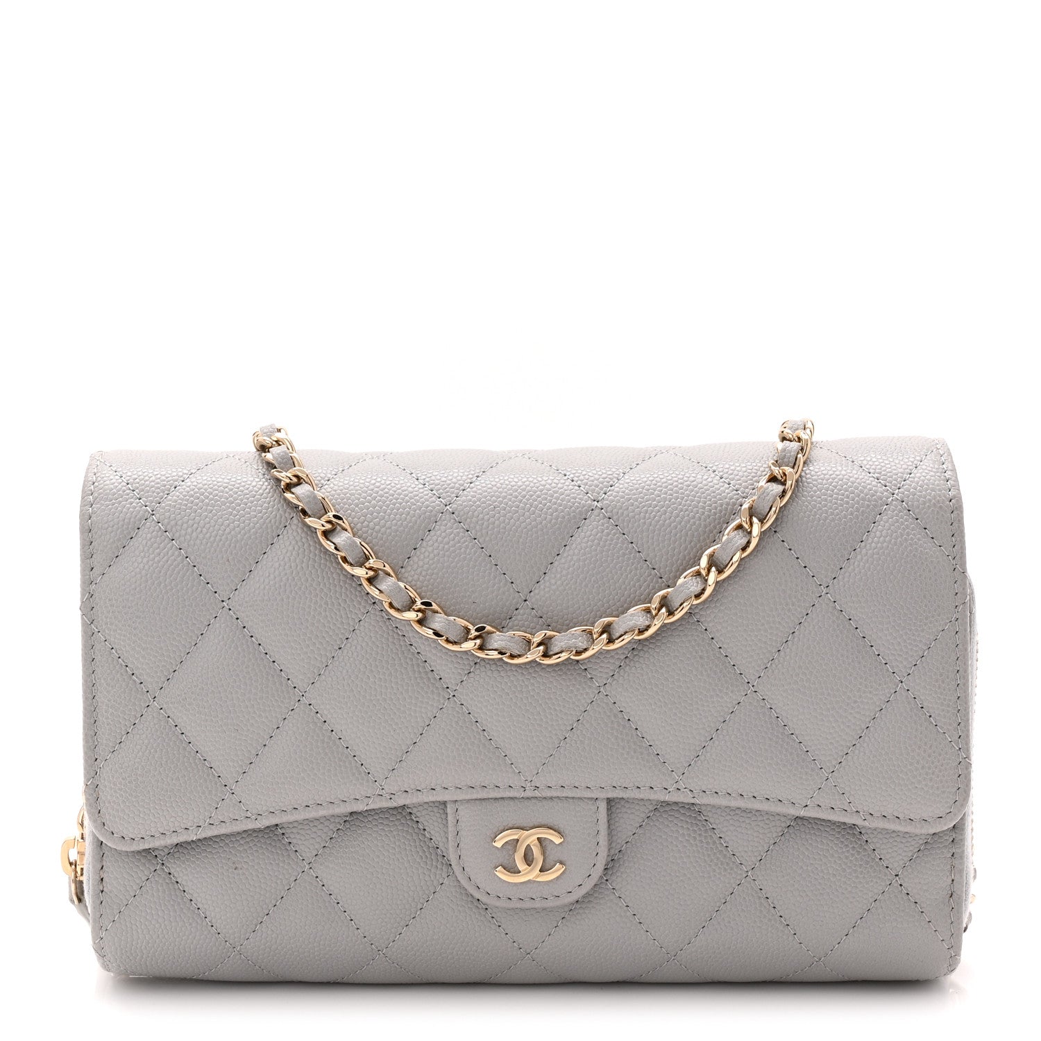 Chanel Caviar Quilted Phone Holder Wallet on Removable Chain Grey 1 of 13