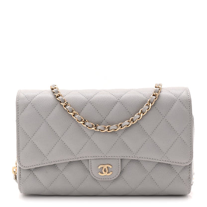 Chanel Caviar Quilted Phone Holder Wallet on Removable Chain Grey 1 of 13