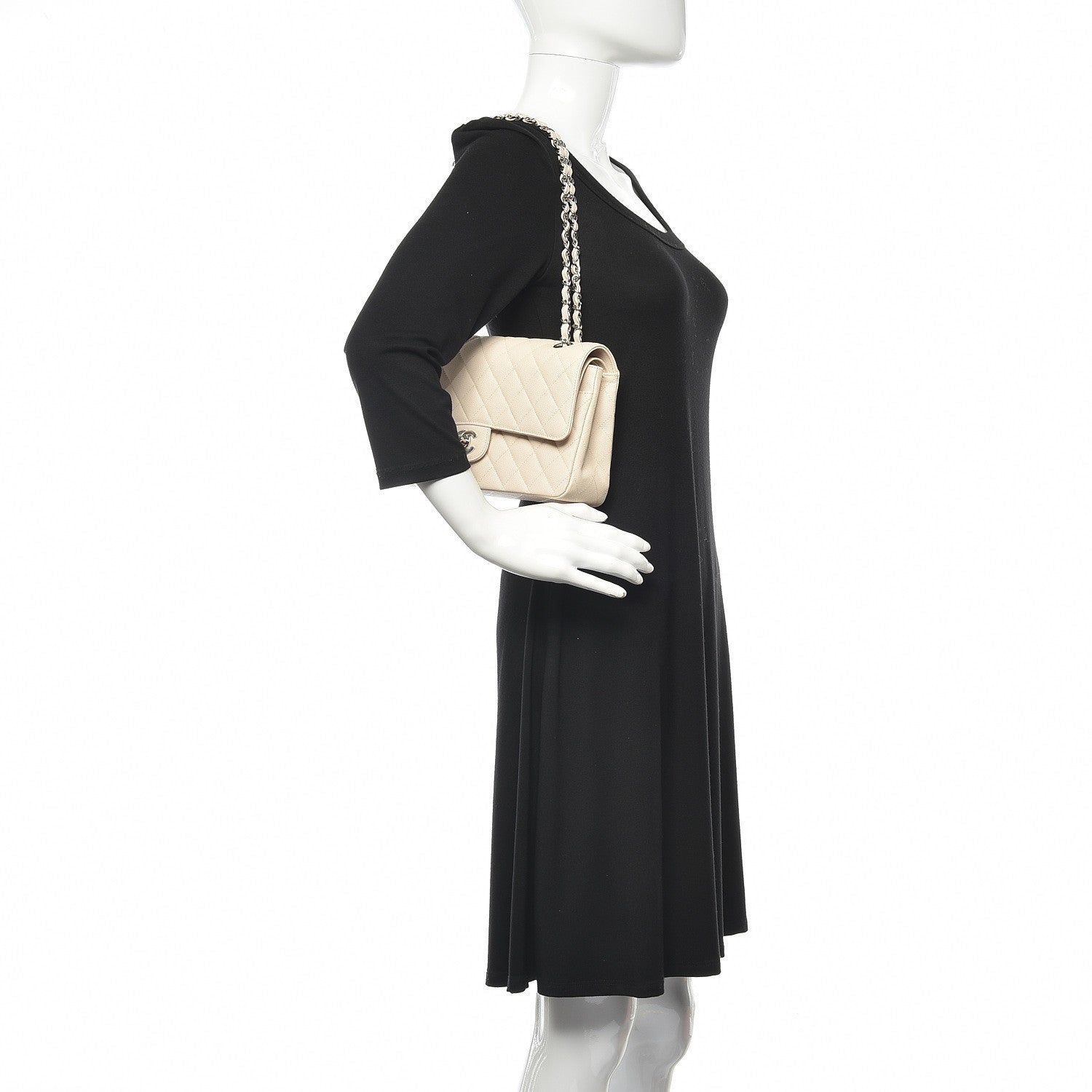 Chanel Caviar Quilted Medium Double Flap Ivory 2 of 10