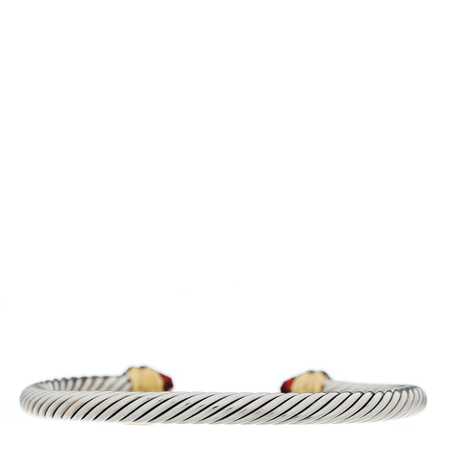 Sterling Silver 18K Yellow Gold Diamond Garnet 5mm Cable Classics Bracelet