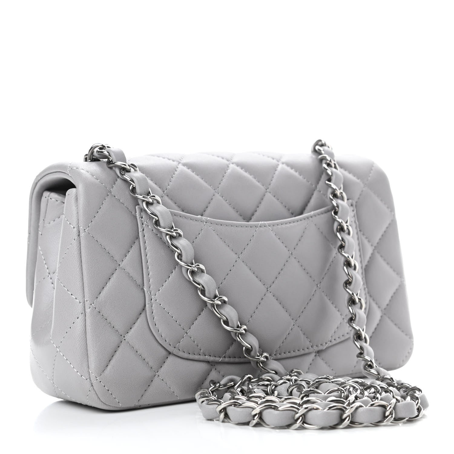 Chanel Lambskin Quilted Mini Rectangular Flap Grey 2 of 4