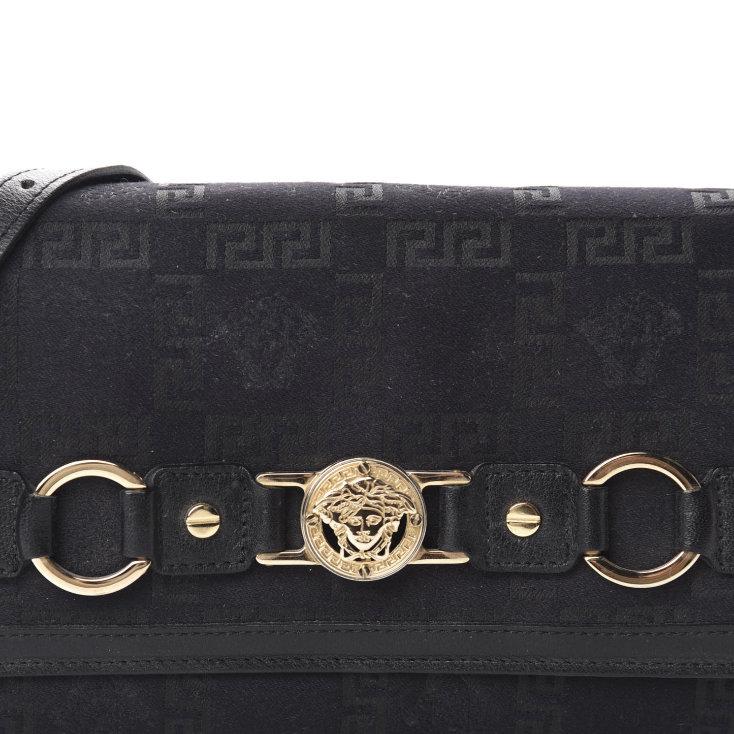 Jacquard Medusa Crossbody Wallet Black