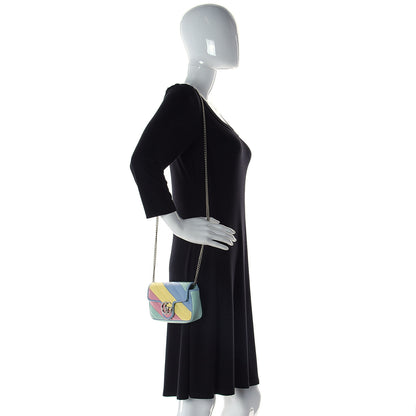 Gucci Calfskin Matelasse Diagonal Super Mini GG Marmont Shoulder Bag Multicolor Pastel 2 of 12